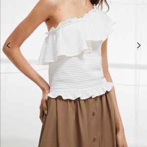 French Connection tripola one shoulder blouse